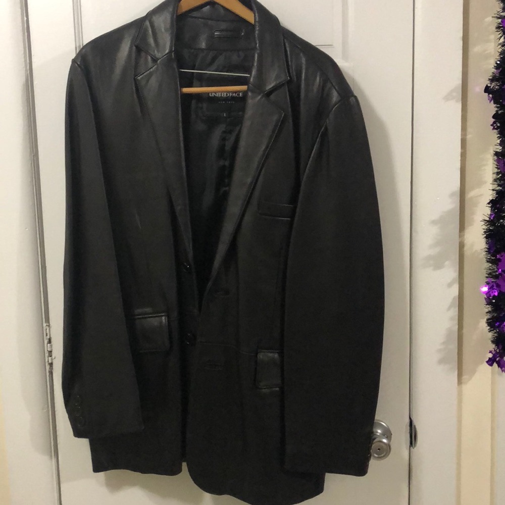 United face leather blazer